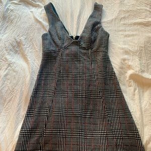 TOPSHOP v-neck check plaid A-line dress